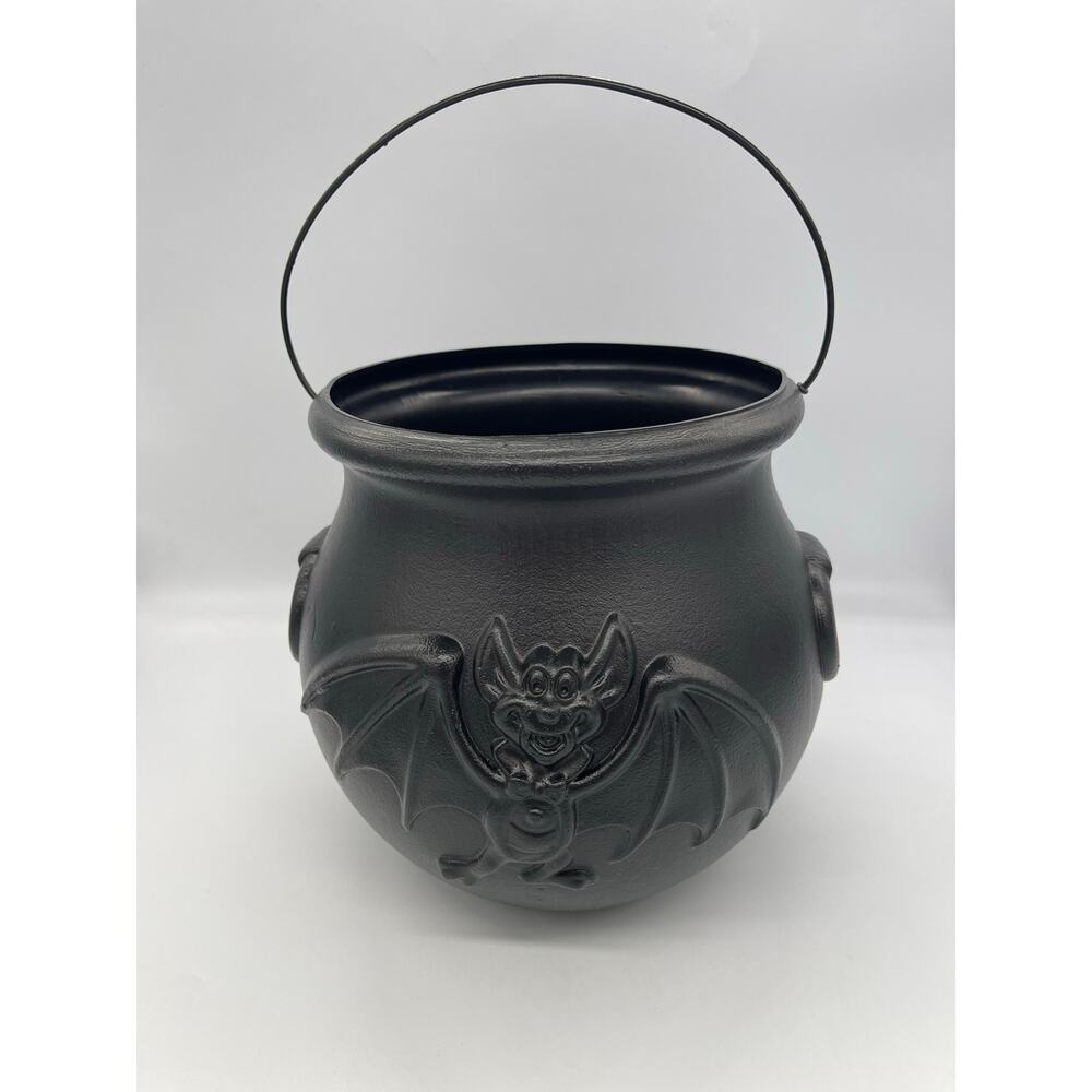 Vintage Halloween Blow Mold General Foam Plastics Cauldron Bat Candy Pail Bucket